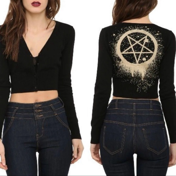 Authentic vintage Too Fast Pentagram Cropped Cardigan, circa 2014 - Picture 1 of 10